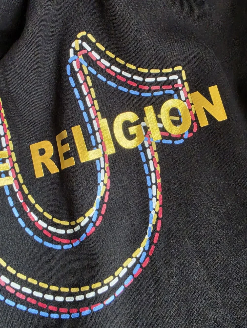 Men's True Religion Multi Horseshoe Black Zip Hoodie Sweatshirt Size XL New